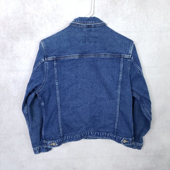 Eddie Bauer Medium Blue Denim Jean Trucker Jacket - Picture 2 of 7